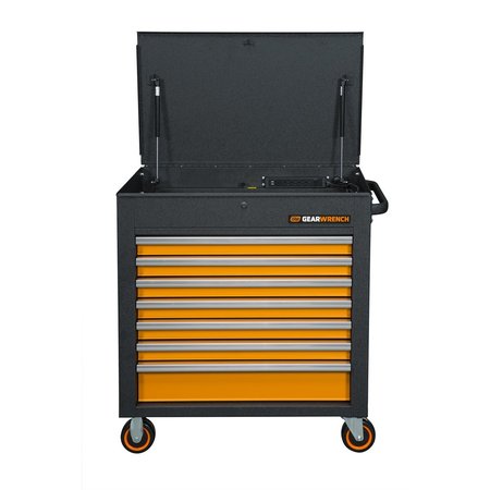 GEARWRENCH GSX Series Rolling Tool Cart With Tilt Top, 7 Drawer, Black/Orange KDT83246